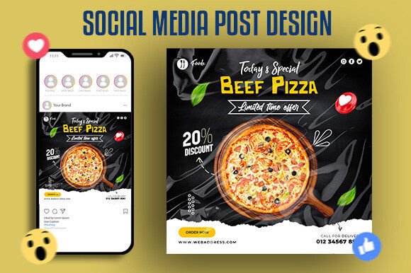Download Food Menu and Cheese Pizza Post Design - Post design Collection