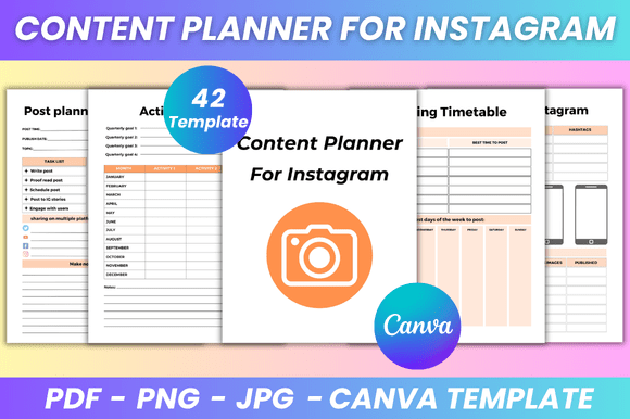 Download Content Planner for Instagram Canva Kdp Interior - Content planner Collection