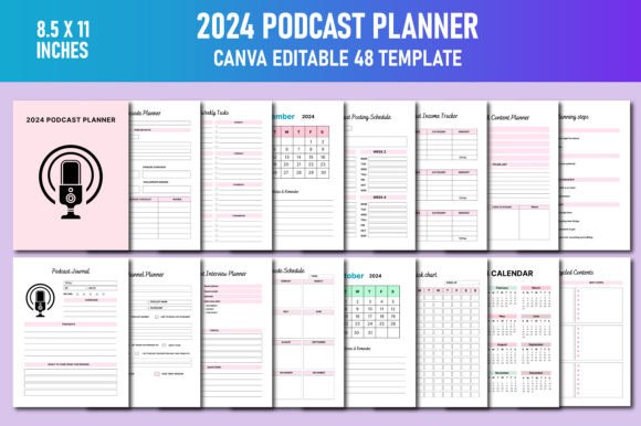 Download 2024 Podcast Planner Canva KDP - Premium Bundle
