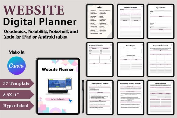 Download Digital Website Planner Canva Template - Premium Resources